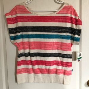 NWT Colorful Junior size large top with lace back